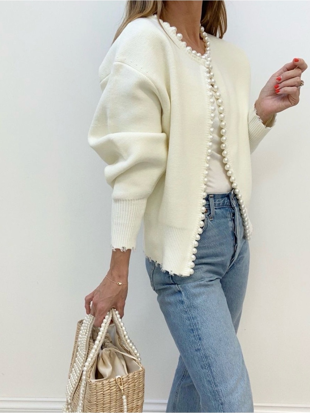 Commense Pearl Trim Cardigan | Worn Once | Old Money Chic | Size S - Picture 4 of 9